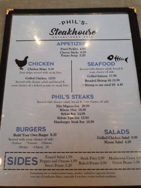 phil's steakhouse menu.